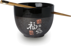 SOBA KOM 12X9CM MET CHOPSTICKS GRIJS MET TEKEN