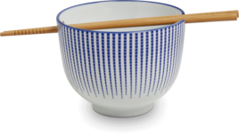 SOBA KOM MET CHOPSTICKS TOKUSA BLAUW 13X10CM