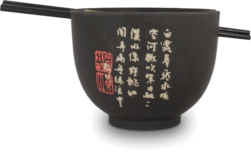 SOBA KOM MET CHOPSTICKS DIA ZWART MET TEKENS