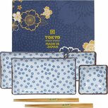 TOKYO DESIGN STUDIO- JAPAN FLOWER SUSHI SET 4PCS W/CHOP 21X13,5 &amp;8,5X3CM