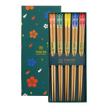 Chopstick Giftset/5 Wooden Turquoise Flower 295A 21306 1/100