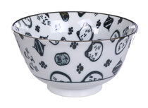 TOKYO DESIGN STUDIO - Kawaii Lucky Cat Neko Bowl 12.7x6.6cm 300ml Black HB-7710/A 6/48