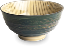 EDO JAPAN - Groene kom met strepen patroon &Oslash;17 cm | H9 cm, 1 kg