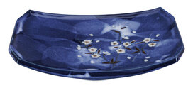 Blue Sakura Oblong Plate 22x14.5x2.3cm YT-9154 6/36