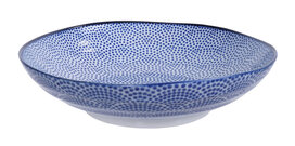 TOKYO DESIGN STUDIO - Nippon Blue Pasta Plate 21x5.2cm Dots YW-07/B 6/36
