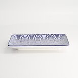 TOKYO DESIGN STUDIO - Nippon Blue Plate Rect 21x13.5cm Wave B 15607 6/48