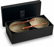 EDO JAPAN - Noodle Kommen Set - bruin/grijs - Serviesset - 4 delig - Geschikt voor 2 personen - Geleverd in een geschenkdoos! 