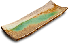 EDO JAPAN - Sushibord groen, bruin 24,5 x 9 cm | H3 cm