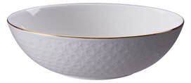 TOKYO DESIGN STUDIO - Porseleinen kom &ndash;strepen patroon - Nippon White &ndash; Goudgestreepte Rand &ndash; 1300ml - &nbsp;23 x 6.5cm