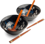 EDO JAPAN - RAMENBOWLSET ANEMOON BLAUW O22 CM/H9CM - 2 PERS