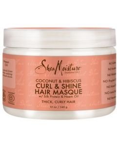 SHEA MOISTURE - COCONUT &amp; HIBISCUS CURL &amp; SHINE HAIR MASQUE 12OZ