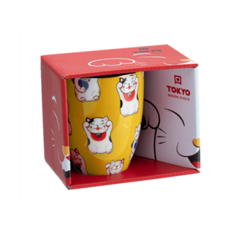 JP LUCKY CAT MUG GIFTBOX YELLOW 