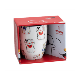 JP LUCKY CAT MUG W/GIFTBOX WHITE CLASSIC CAT