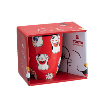 JP LUCKY CAT MUG GIFTBOX RED CLASSIC CAT