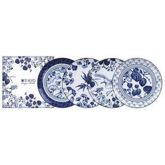 TOKYO DESIGN STUDIO- FLORA JAPONICA - PLATE 16X2CM 4PCS GIFTBOX BLUE TN-8042 