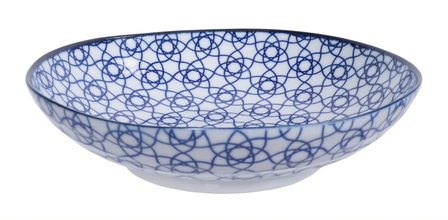 NIPPON BLUE PASTA PLATE 21X5.2CM STRIPE