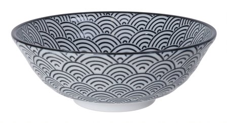 NIPPON BLACK RAMEN BOWL 21X7.8CM WAVE