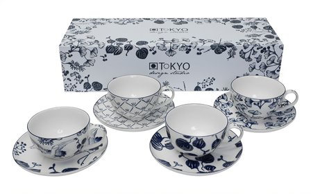 FLORA JAPONICA CUP AND SAUCER SET 8PCS