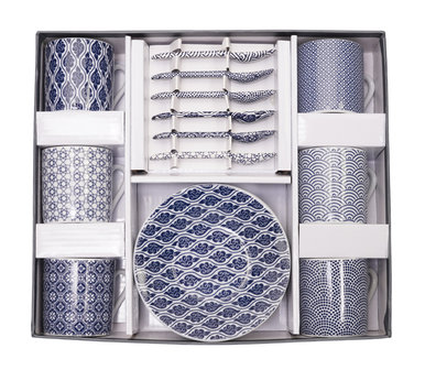 TOKYO DESIGN STUDIO - NIPPON BLUE- ESPRESSO SET 18PCS 5X5.4CM 80ML 14887 PORSELEIN