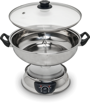 ELEKTRISCHE FONDUE PAN / HOTPOT PAN 2-VAK 4,5LITER|O/30CM|1600W REMO