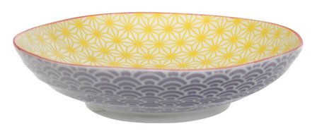 TOKYO DESIGN STUDIO - STAR/WAVE PASTA PLATE 21x5.2 CM YELLOW/RED RIM