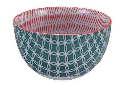  TOKYO DESIGN STUDIO - MIXED BOWLS TOCHIRI RED/NET GREEN 15X8,5CM 750ML 