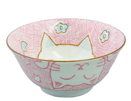 TOKYO DESIGN STUDIO - KAWAII BOWLS &amp; MUGS CAT BOWL 15,3X8 CM 500ML PINK