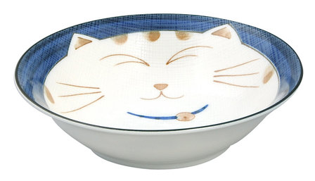 TOKYO DESIGN STUDIO - BLAUWE KOM KAWAII CAT 16,5 CM 450 ML BLUE