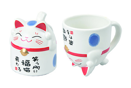 TOKYO DESIGN STUDIO - KAWAII LUCKY CAT MUG BLUE 8,5X9,8CM 350ML