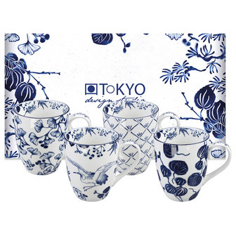 TOKYO DESIGN STUDIO - FLORA JAPONICA  MUG 4pcs 8,5x10,2cm W/GIFTBOX 380ML