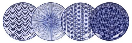 TOKYO DESIGN STUDIO -   NIPPON BLUE PLATE 20.6X2.2CM ASSORTED 4pcs