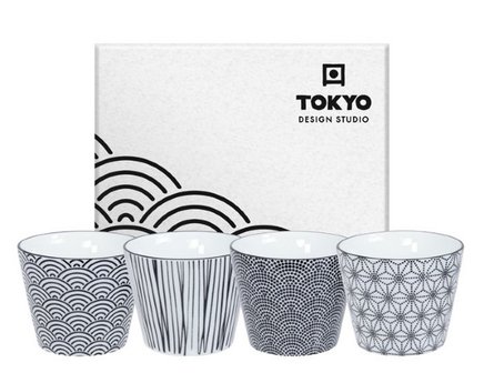 TOKYO DESIGN STUDIO- NIPPON BLACK CUP GIFTBOX 4pcs 8.3x6.5cm 180ml