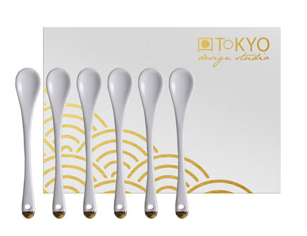 TOKYO DESIGN STUDIO - NIPPON WHITE GOLD RIM SPOON SET 6PCS 12.8CM