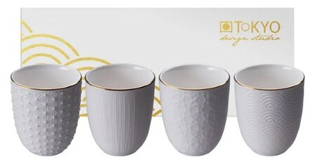 TOKYO DESIGN STUDIO- NIPPON WHITE GOLD RIM TEA CUP 4PCS SET 6.7X7.7CM 170ML