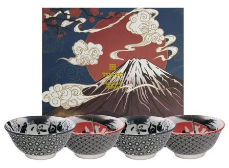 TOKYO DESIGN STUDIO - SAMURAI NINJA BOWL SET 4PCS 14.8X7CM 550ML