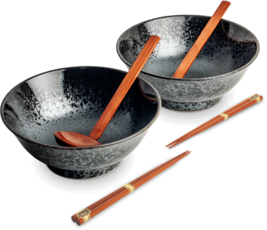 EDO JAPAN - KOGE RAMEN BOWL SET/6 2PERS O/22CM|H9CM