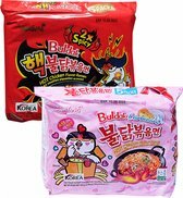 SAMYANG HOT CHICKEN RAMEN 2XSPICY RAMEN (5 PACK) + CARBONARA (5 PACK)  HALAL