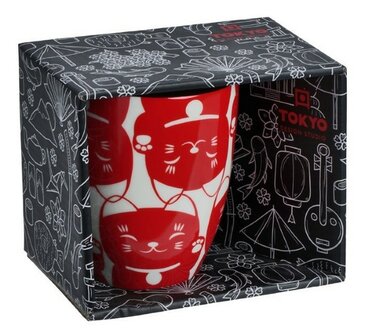 TOKYO DESIGN STUDIO - KAWAII LUCKY CAT MUG W/GIFTBOX RED CAT