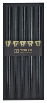 TOKYO DESIGN STUDIO - CHOPSTICK SET/5 BLACK WOOD