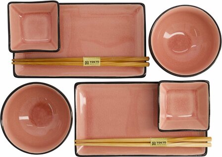 Tokyo Design Studio - Glassy Pink - Sushi Servies - 8 delig - 2 persoons