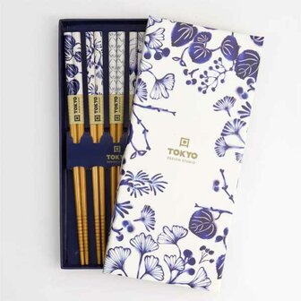 Tokyo Design Studio Chopsticks - Flora Japonica - Houten Eetstokjes - Set van 5 Paar