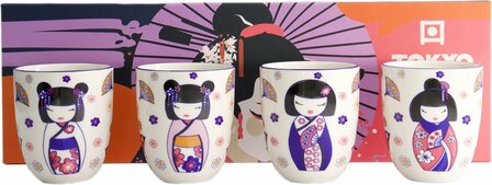 Tokyo Design Studio &ndash; Kawaii &ndash; Maiko &ndash; Koppenset &ndash; 4 Stuks &ndash; 170ml