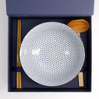 Tokyo Design Studio Kikko Ramen Kom Cadeau Set (1200ml Kom, ramenlepel, 1paar stokjes)