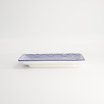 TOKYO DESIGN STUDIO - Nippon Blue Plate Rect 21x13.5cm Wave B 15607 6/48