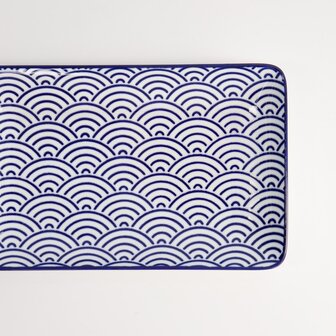 TOKYO DESIGN STUDIO - Nippon Blue Plate Rect 21x13.5cm Wave B 15607 6/48