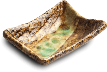 EDO JAPAN - Sausschaaltje bruin/groen 10 x 7 cm | H3 cm