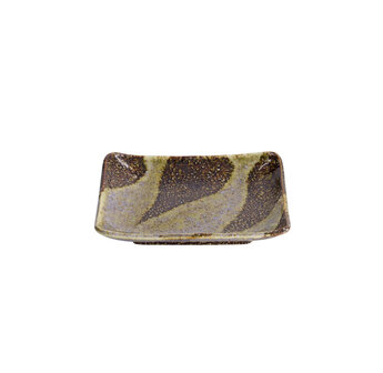 TOKYO DESIGN STUDIO - Mino Craft Rectangular Plate 13.7x11.2x3cm Bk/Bl 6/72