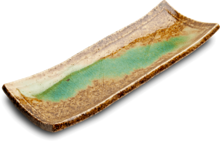 EDO JAPAN - Sushibord groen, bruin 24,5 x 9 cm | H3 cm