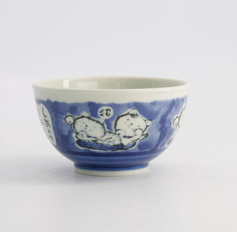 TOKYO DESIGN STUDIO - Kawaii Rice Bowl Cat Neko 15.9x8.5cm 600ml Blue 5/60