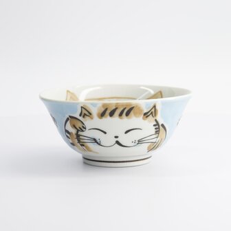TOKYO DESIGN STUDIO - Kawaii Tayo Bowl Fuku Cat Neko Blue 15x7cmh 500ml MU-8007/B 6/48